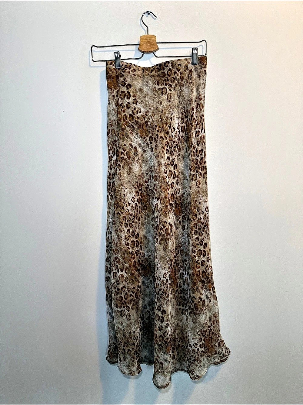 Leopard Print Maxi Skirt in Brown & Cream